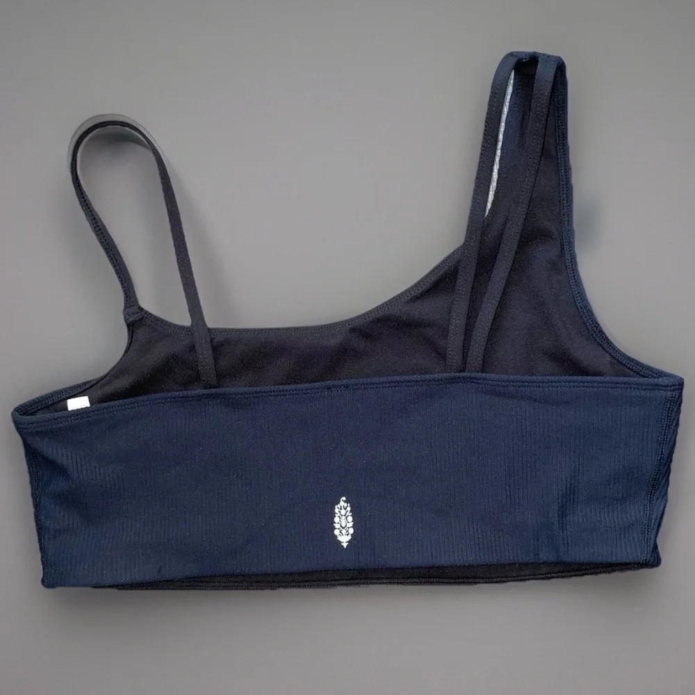 Free People Movement Sports Bra Large Black Ribbed Wide & Skinny Straps - Picture 2 of 7